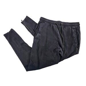 CCN Men's Large YoungLA Black Skinny Leg Ankle Zip Sweatpants Lounge Sweat Pants